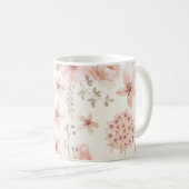 Pink Watercolor Blumenmuster Hübsche Pflanze Kaffeetasse (VorderseiteRechts)