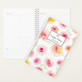 Pink Watercolor Blumenmuster Personalisiert Planer (Anzeige)