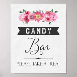 Pink Watercolor Blütencreme Bar Wedding Sign Poster