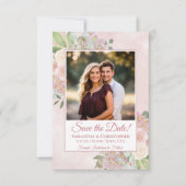 Pink Watercolor Boho Chic Foto Hochzeit Save The Date (Vorderseite)