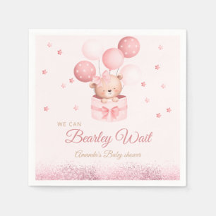 Pink Watercolor Boho Girl Teddy Bear Babydusche Serviette