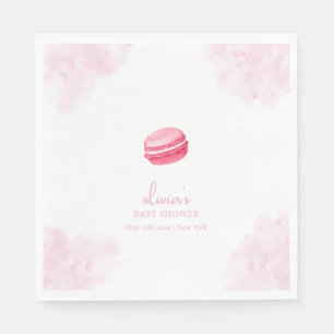 Pink Watercolor Bonjour Bébé Macaron Babydusche Serviette