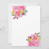 Pink Watercolor Bouquet | Blumenwärmung Einladung (Rückseite)