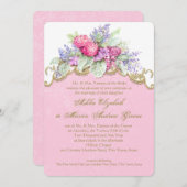 Pink Watercolor Bouquet Wedding Einladung (Vorne/Hinten)