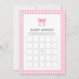Pink Watercolor Bow Babydusche Bingo-Karte Einladung