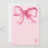 Pink Watercolor Bow Birthday Invitation Einladung (Rückseite)