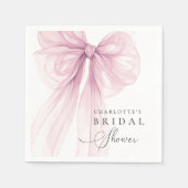 Pink Watercolor Bow Bridal Shower  Serviette (Vorderseite)