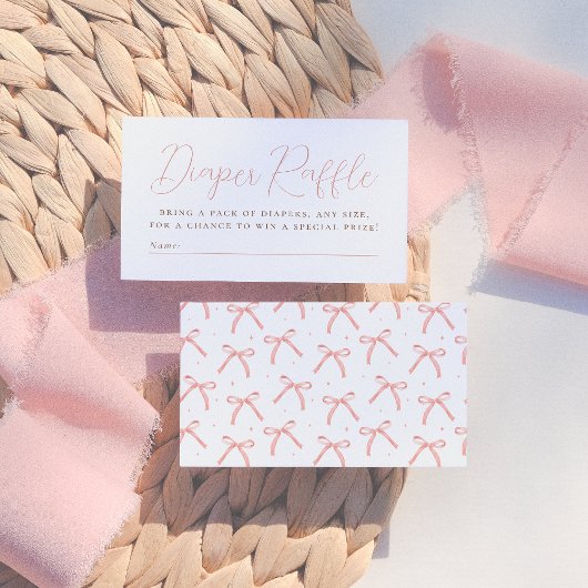 Pink Watercolor Bow Calligraphy Girl Babydusche Begleitkarte