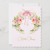 Pink Watercolor Bow Floral Regency Baby Dusche Einladung (Rückseite)