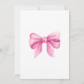 Pink Watercolor Bow Girl Babydusche Einladung (Rückseite)