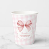 Pink Watercolor Bow Girl Babydusche Pappbecher (Rückseite)