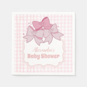 Pink Watercolor Bow Girl Babydusche Serviette (Vorderseite)