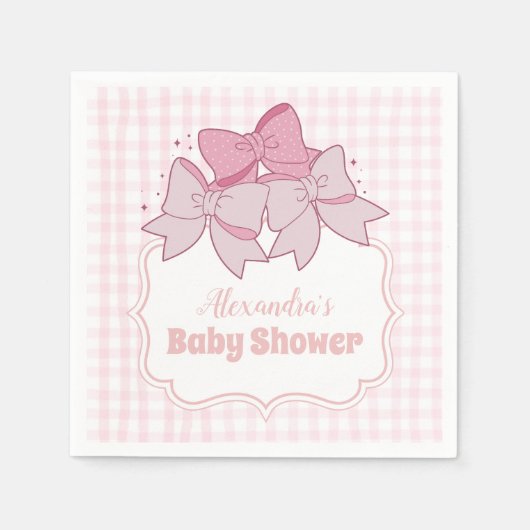 Pink Watercolor Bow Girl Babydusche Serviette (Vorderseite)
