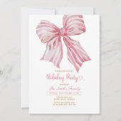 Pink Watercolor Bow Holiday Party Invitation Einladung (Vorderseite)