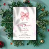 Pink Watercolor Bow Kinderdusche Einladung