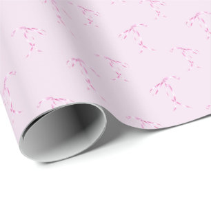 Pink Watercolor Bow Muster Wrapping Paper Roll Geschenkpapier
