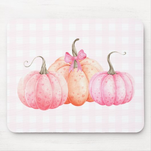 Pink Watercolor Bow Pumpkins für den Fall Mousepad (Vorne)