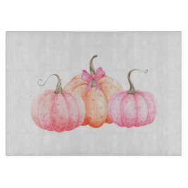 Pink Watercolor Bow Pumpkins für den Fall Schneidebrett