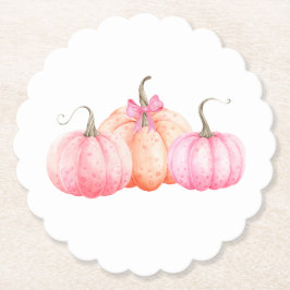 Pink Watercolor Bow Pumpkins für den Fall Untersetzer
