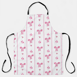 Pink Watercolor Bow Stripes Coquette Ästhetik Schürze