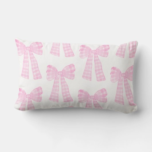 Pink Watercolor Bows Preppy Grandmillennial Lendenkissen (Rückseite)