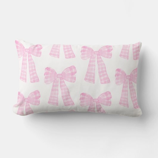 Pink Watercolor Bows Preppy Grandmillennial Lendenkissen (Vorderseite)