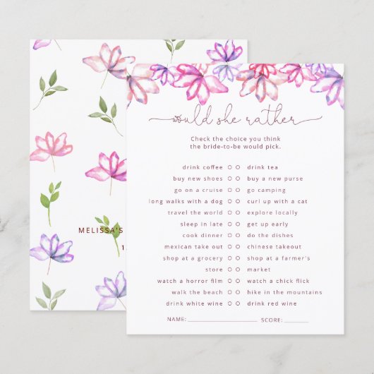 Pink Watercolor Brautparty (Vorne/Hinten)