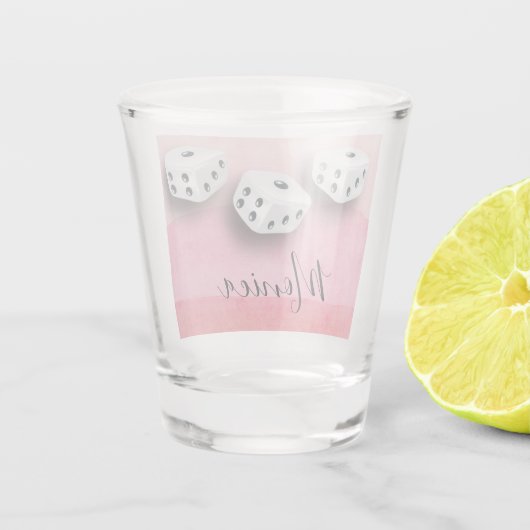 Pink Watercolor Bunco Player Diode Monogram Schnapsglas (Rückseite)