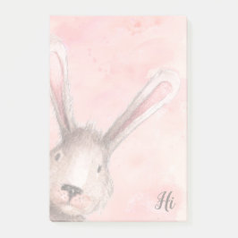 Pink Watercolor Bunny Rabbit Post-it Klebezettel