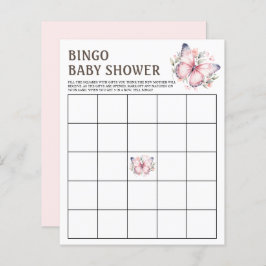 Pink Watercolor Butterfly Baby Dusche Bingo Spiel