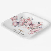 Pink Watercolor Butterfly Girl Babydusche Pappteller (Gewinkelt)