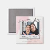 Pink Watercolor Butterfly Wedding Save the Date Magnet (Vorderseite/Rückseite)