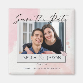 Pink Watercolor Butterfly Wedding Save the Date Magnet