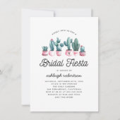 Pink Watercolor Cactus Bridal Fiesta Einladung (Vorderseite)