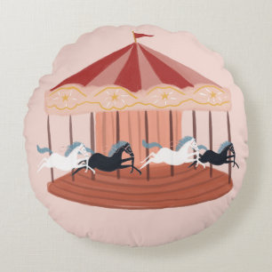 Pink Watercolor Carousel Baby Kinderzimmer Rundkis Rundes Kissen