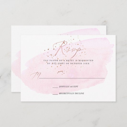 Pink Watercolor Champagne Bubbles+Kalligraphie UAW Einladung (Vorne/Hinten)