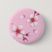 Pink Watercolor Cherry Blossom Muster Button (Vorderseite)