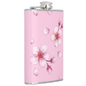 Pink Watercolor Cherry Blossom Muster Flachmann (Rechts)