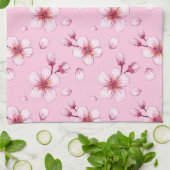 Pink Watercolor Cherry Blossom Muster Geschirrtuch (Gefaltet)