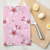 Pink Watercolor Cherry Blossom Muster Geschirrtuch (Viertel Falte)