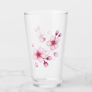 Pink Watercolor Cherry Blossom Muster Glas