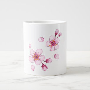 Pink Watercolor Cherry Blossom Muster Jumbo-Tasse