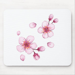 Pink Watercolor Cherry Blossom Muster Mousepad