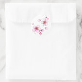 Pink Watercolor Cherry Blossom Muster Runder Aufkleber (Tasche)