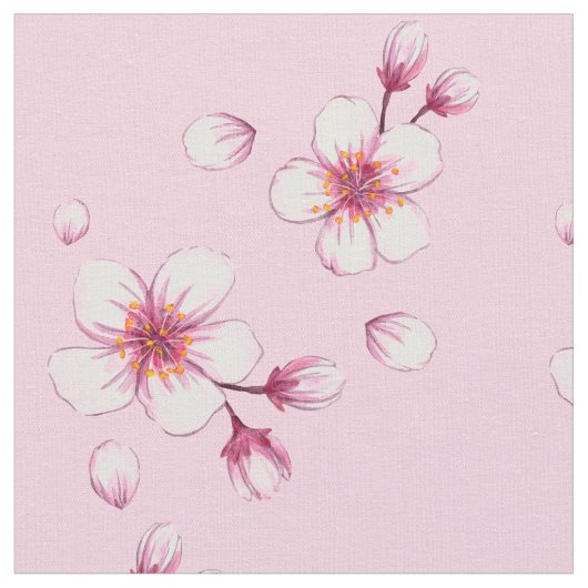 Pink Watercolor Cherry Blossom Muster Stoff (Nahaufnahme)