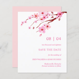 Pink Watercolor Cherry Blossom Save the Date