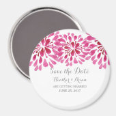 Pink Watercolor Chrysanthema Save the Date Magnet (Vorderseite/Rückseite)