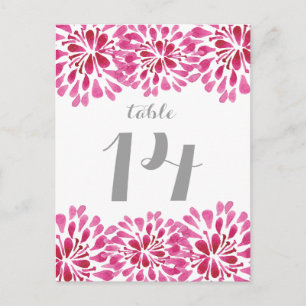 Pink Watercolor Chrysanthema Tabelle Postkarte