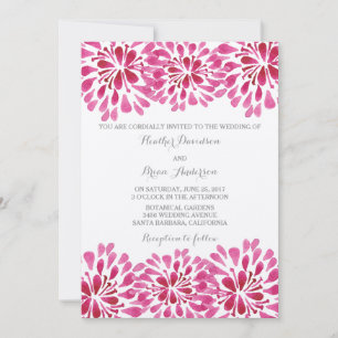 Pink Watercolor Chrysanthemas Hochzeit Einladung