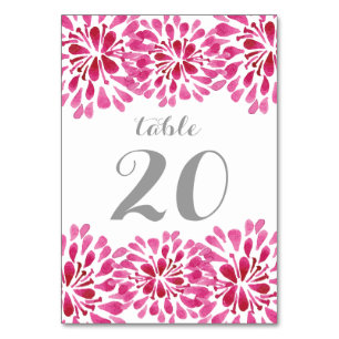 Pink Watercolor Chrysanthemum Tischnummer Card